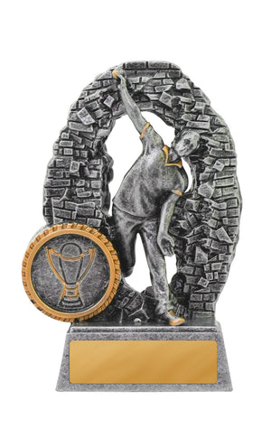 Crash Through Cricket Bowler Male Trophy - Eagle rise sports