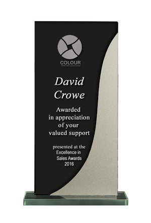 Glass-Black/Silver trophies - eagle rise sports