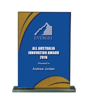 Glass-Blue/Gold trophies - eagle rise sports