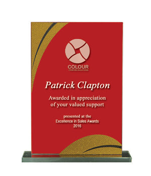 Glass-Red/Gold trophies - eagle rise sports