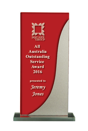 Glass-Red/Silver trophies - eagle rise sports