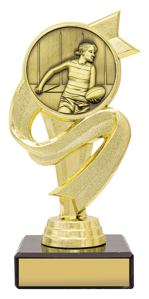 Banner Ribbon Footy Female Trophy - eagle rise sports