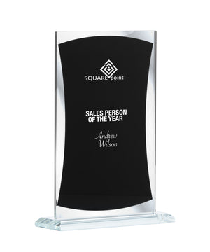 Black Silver Mirror glass trophies - eagle rise sports