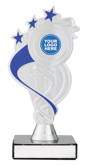 Blue / Silver Ribbon Star dance trophy - eagle rise sports