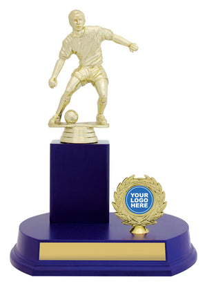 Blue Offset Column football trophy - eagle rise sports