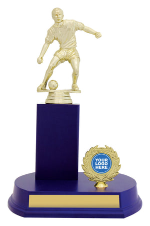 Blue Offset Column football trophy - eagle rise sports