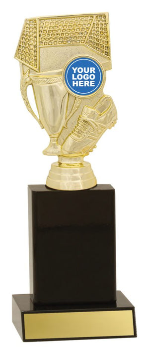 Gloss Black Column football trophy - eagle rsie sports