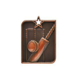 Rectangle Cricket Sculptured medal - eagle rise sports