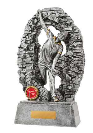 Crash Through Cricket Bowler Female Trophy - eagle rise sports