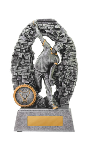Crash Through Cricket Bowler Male Trophy - Eagle rise sports