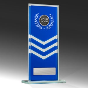 Blue Glass Rugby Trophies