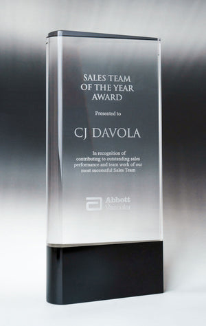 Crystal-Vertical Curved Block with Coloured Plinth