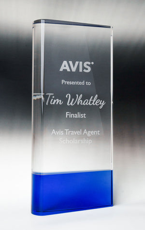 Crystal Vertical Curved Block with Coloured Plinth