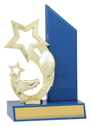 Footy Gloss Blue Wing Trophy - eagle rise sports
