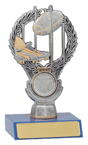 Footy Gloss Blue Column Trophy - eagle rise sports