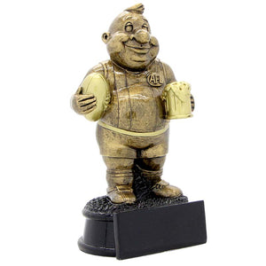 170mm Australian Rules comic trophy featuring a fun AFL player character on a solid base.