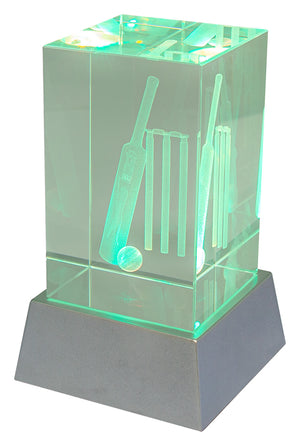 Cricket Light Up Crystal Trophy - eagle rise sports