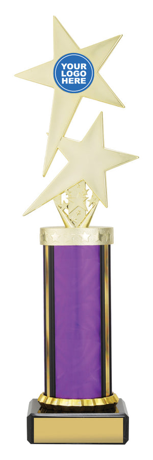 Purple Twin Star with Logo dance trophies - eagle rise sports
