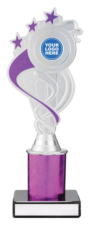 Purple / Silver Ribbon Star dance trophies - eagle rise sports