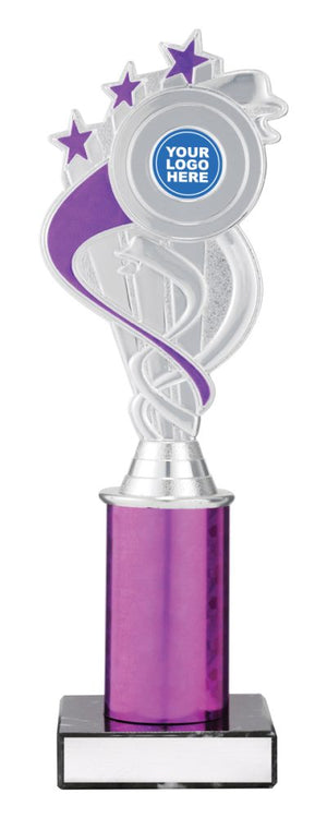 Purple / Silver Ribbon Star dance trophies - eagle rise sports