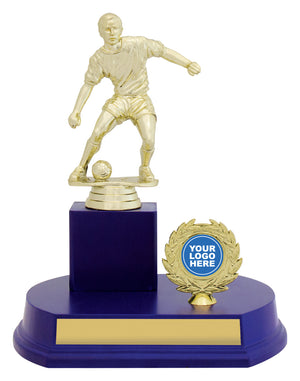 Blue Offset Column football trophy - eagle rise sports