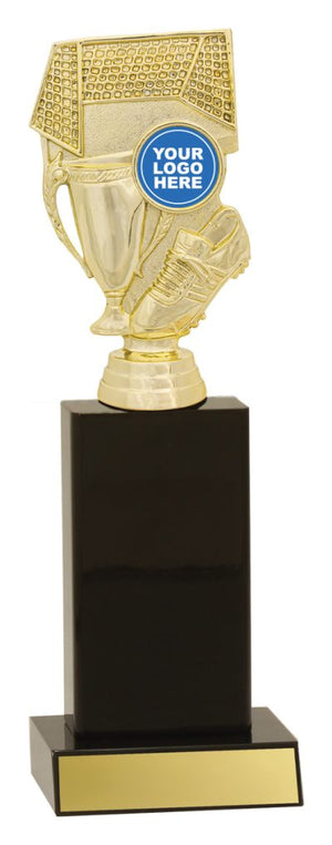 Gloss Black Column football trophy - eagle rsie sports