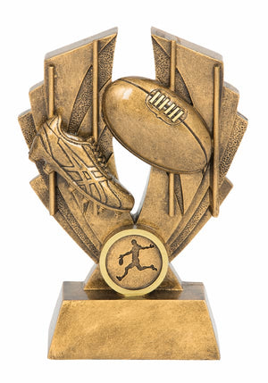 Antique gold Hawk Series Australian Rules Football encouragement trophy with 25mm custom insert holder