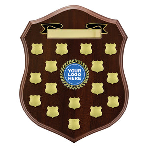 Honour Shield Perpetual Award trophy plaque featuring custom logo space and engraved annual winner plates