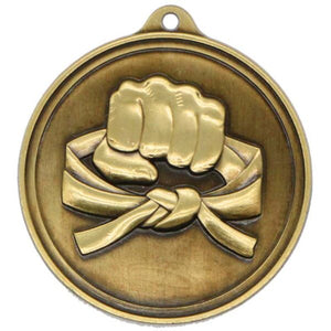 Karate Sculptured Bronze trophy award featuring a martial artist in dynamic side kick stance