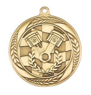 LINZ Series Motorsport Medal in Antique Finish with Detailed Wreath Border and Engraving Room