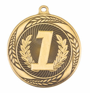 Antique gold Linz Series first place medal featuring an ornate laurel wreath border surrounding a detailed central activity motif.