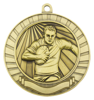 Eco Scroll Rugby Male medals - eagle rise sports