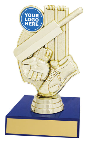 Cricket Gloss Blue Column Trophy - eagle rise sports