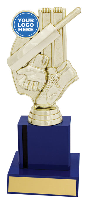 Cricket Gloss Blue Column Trophy - eagle rise sports
