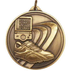 Track Sculptured Gold trophy award featuring a sprinters dynamic action pose