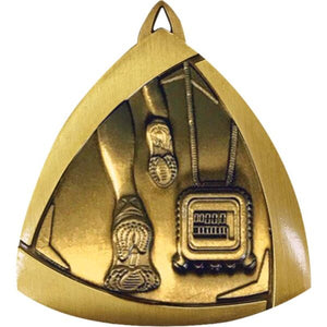 Track Triangle Bronze award trophy with runner graphic mounted on base