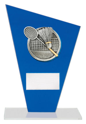 Cobalt Glass Badminton Trophy - eagle rise sports