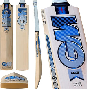 Dominate the game with the GM Maxi 404 English Willow Cricket Bat. Features DXM technology, Now! finish, ToeTek protection, and Fuze grip. Full size for adults.