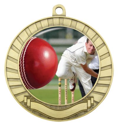 Eco Scroll Cricket Bowling Medal