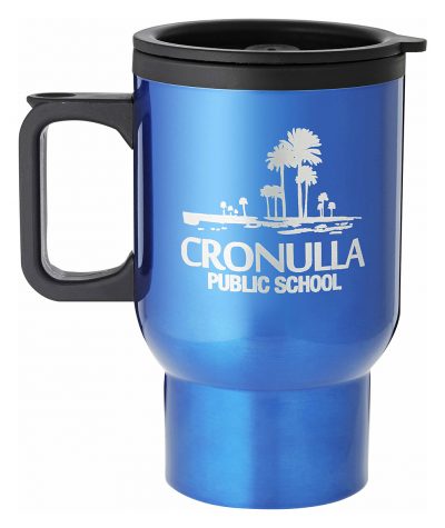 Laserable Blue Travel Mug with Handle