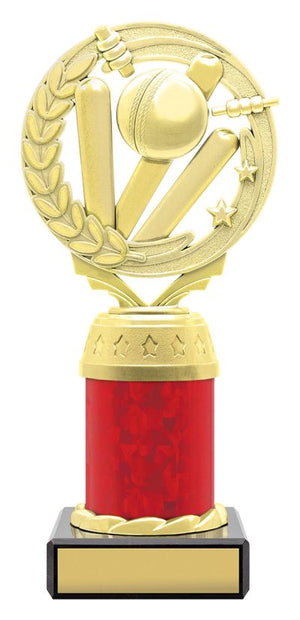 Gold / Red Cricket Torch Series trophy - eagle rise sports