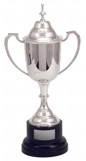 Silver Plated cup on Base with Lid - eagle rise sports